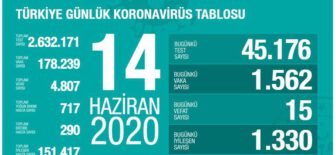 14 Haziran 2020 Türkiye Koronavirüs Tablosu